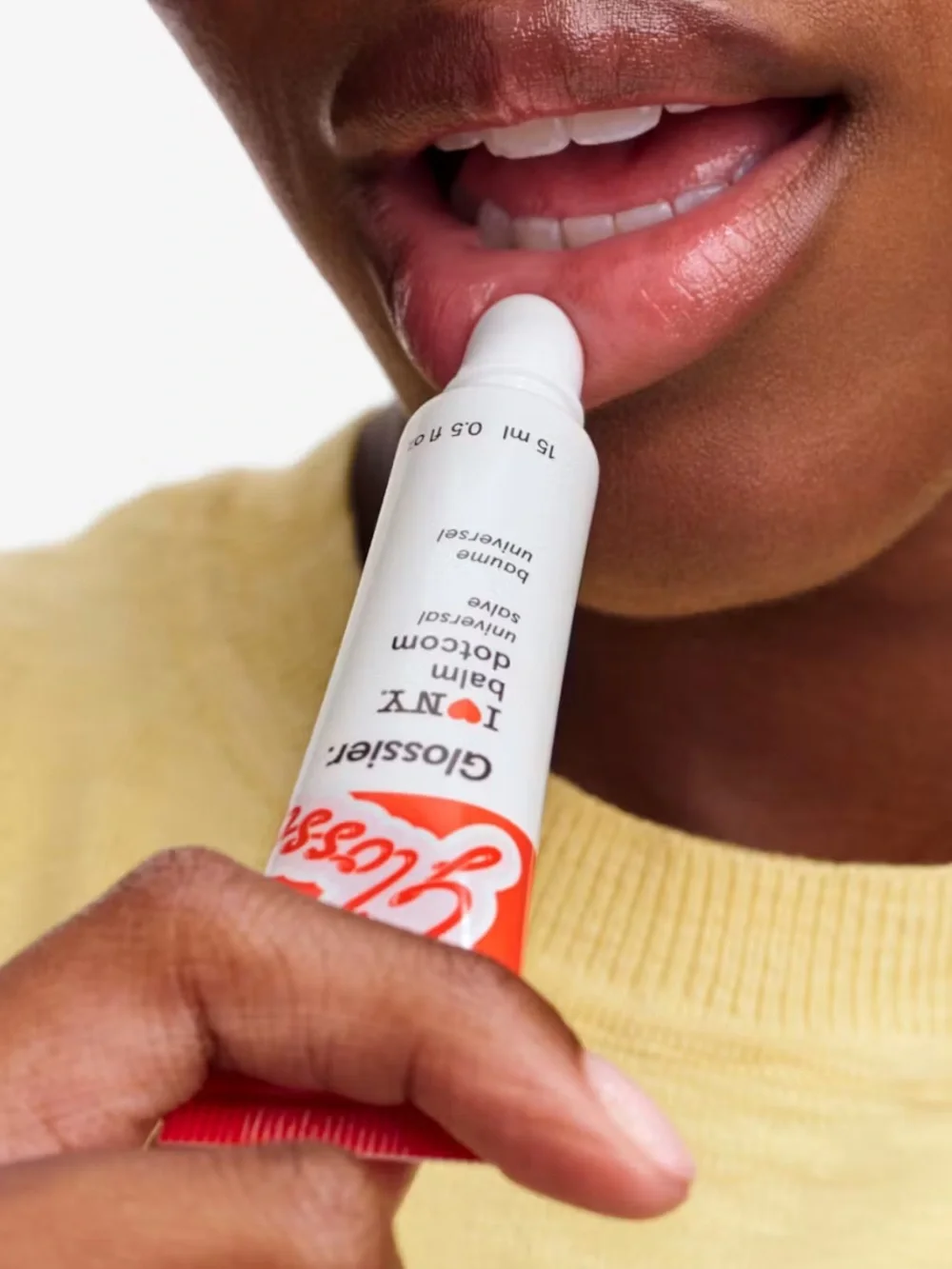 Glossier Balm Dotcom I ❤️ NY Lip Salve — Red & White Tube